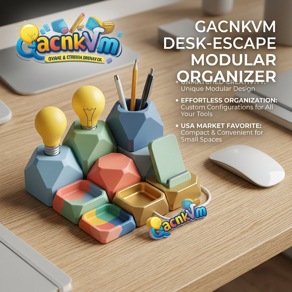 QacnkVm™ Modular Desk Organizer – Aesthetic Geometric Pencil Holder, Smartphone Stand & Desktop Storage Set – Multi-Functional Space-Saving Office Decor for Home & Office (Customizable 7-Piece Set)